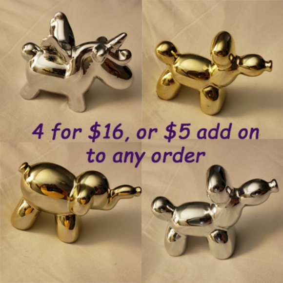 Other - Super Cute balloon animal figurines silver & Gold